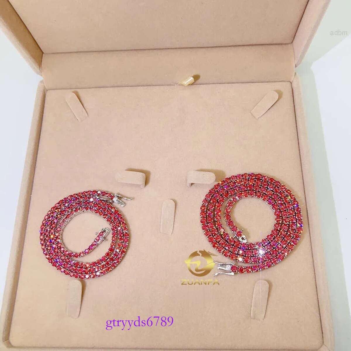 New Fresh Products Wholesale Price 3mm S Tennis Necklace Vvs1 Colorful Red Moissanite Chain