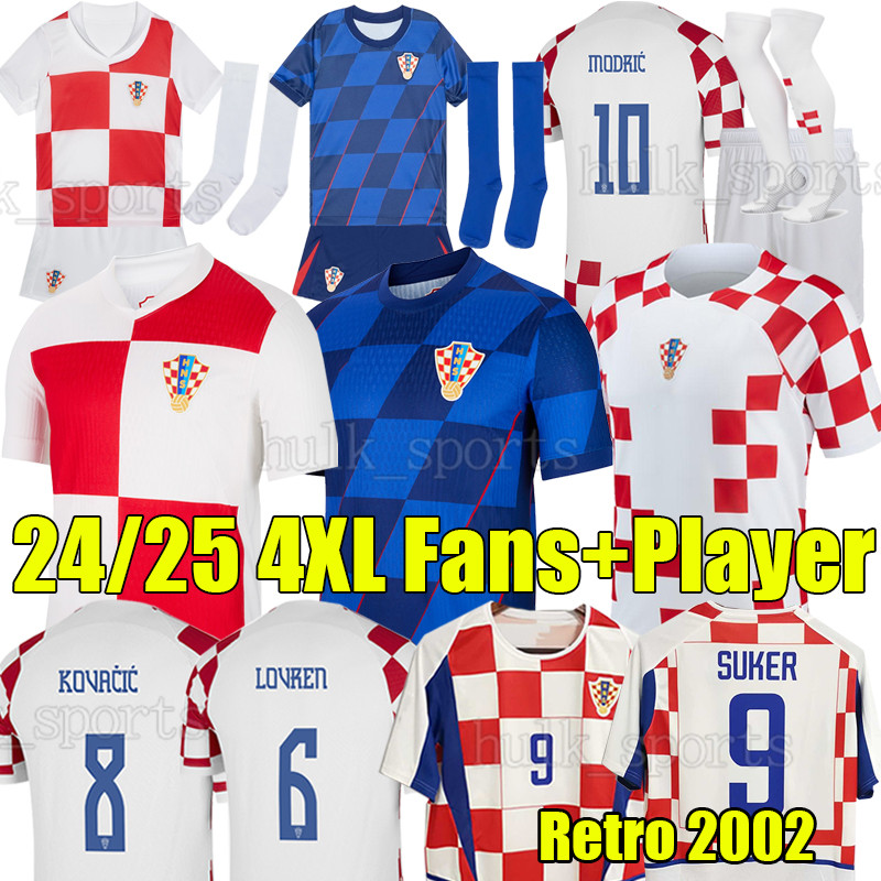 4XL 2024 Croacia MODRIC soccer jerseys 23/24/25 CroatiaS Eur cup MANDZUKIC PERISIC KALINIC KOVACIC SUKER Retro 1998 02 Football Shirts men kids kit sock KRAMARIC