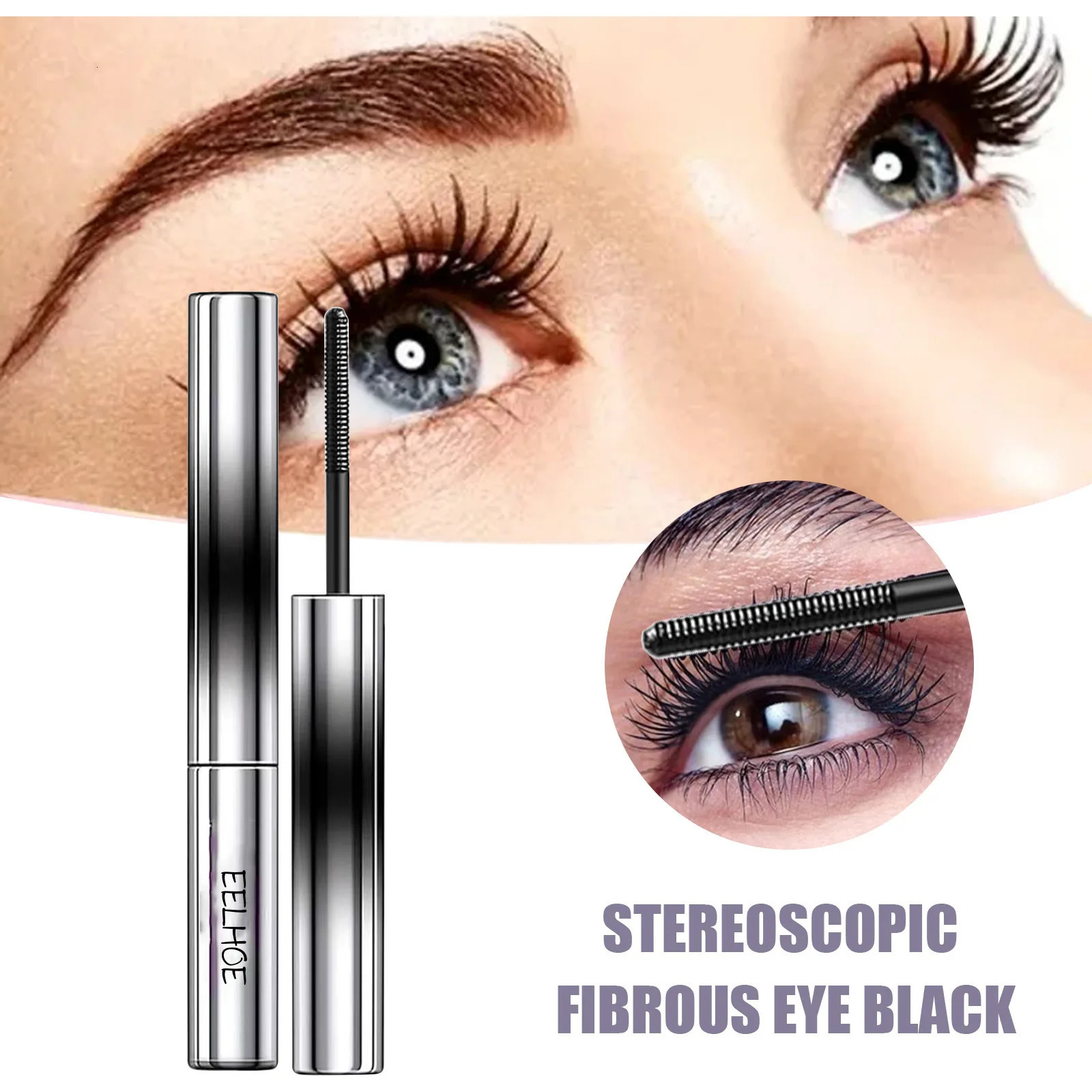 Curly eye black Long lasting styling eyelash extension natural volume thick eyelash silk fiber waterproof makeup 4g 241107