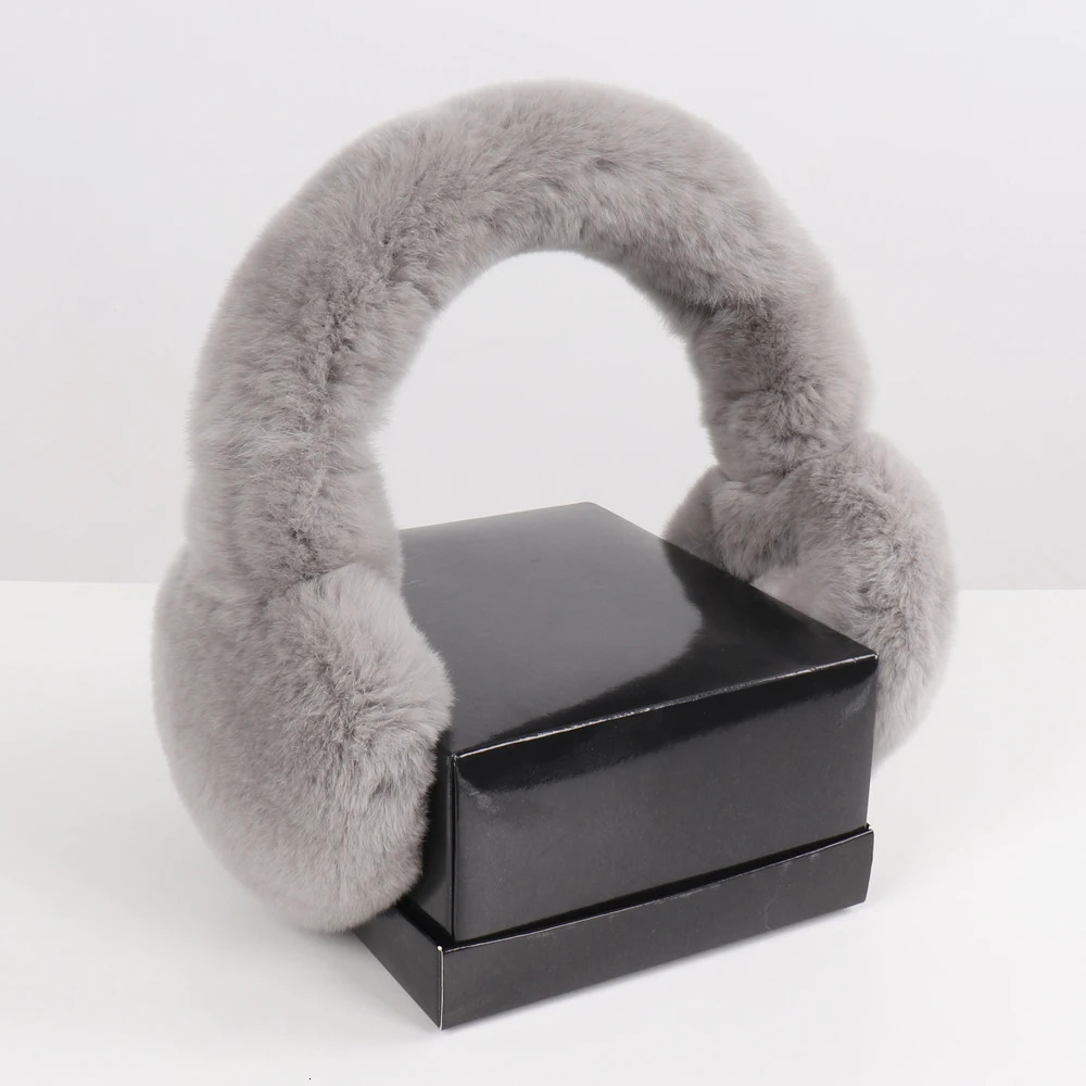 Fashion Girls Real Fur Earmuffs Russian Women Winter Warm Natural Rex Rabbit Fur Earmuff Fluffy Elastic Genuine Fur Earflaps 241107