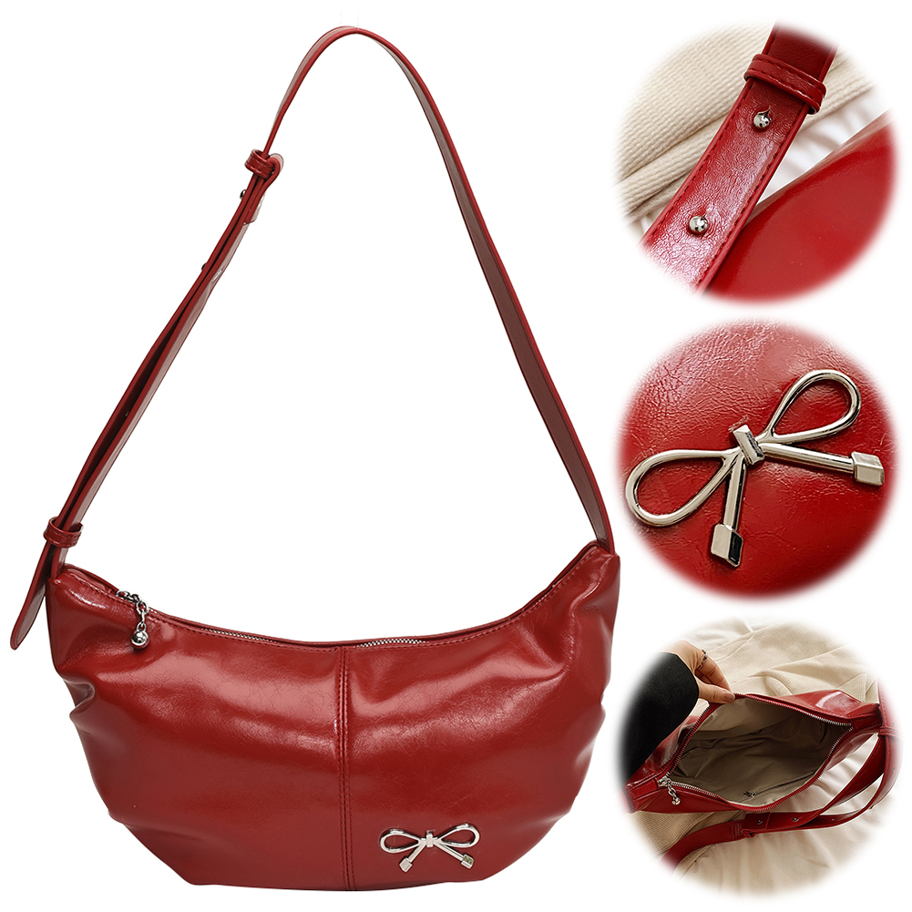 Women Crossbody Bag Adjustable Strap PU Leather Crescent Bag Solid Color Dumpling Bag Hobo Bag for Vacation Travel Commuting