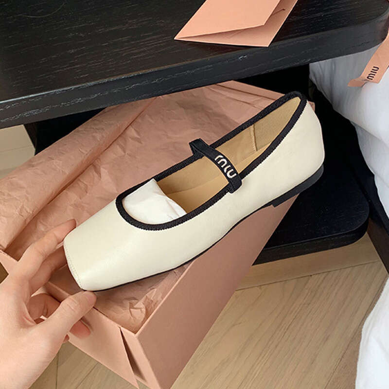 Women Ballet Flats Fashion Square Toe Pumps Soft Leather Slip-on Casual Female Mary Jane Office Lady Work Thin Shoes