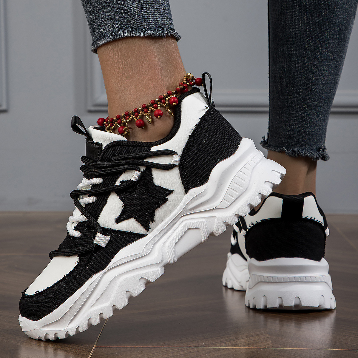 Fashion Men Women Casual Shoes Breathable Wear Resistance Gym Jogging Platform Sneaker