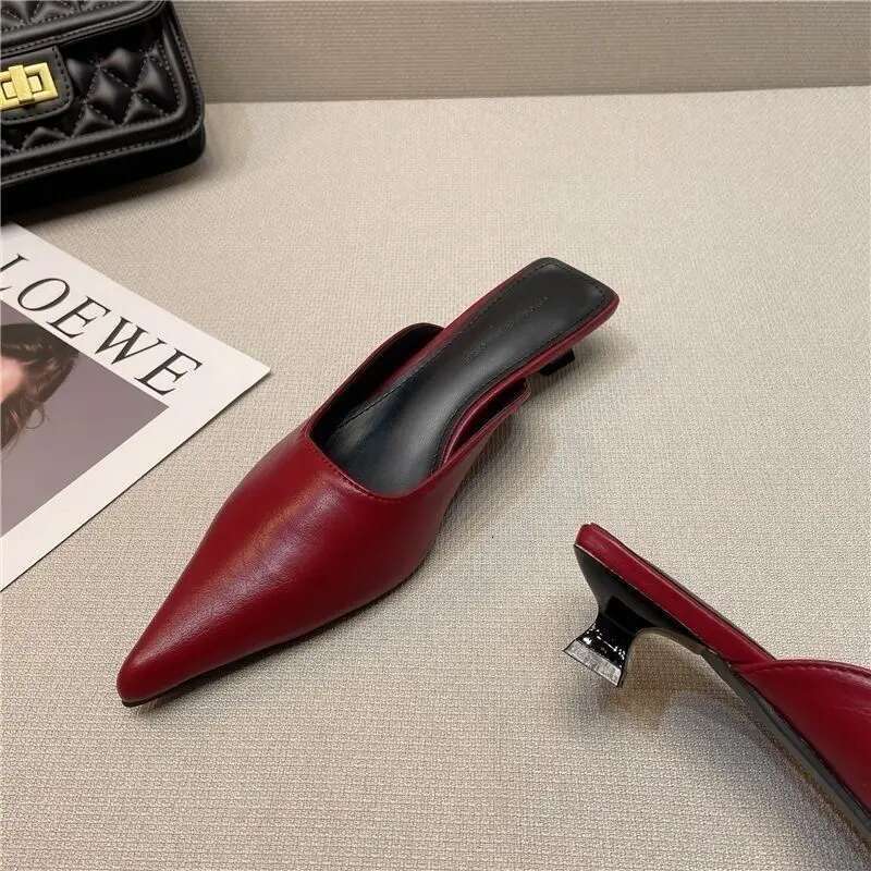 Summer Low Heel Sandals White Rubber Slides Mules Shoes for Women 2024 Outside Woman Slippers Normal Comfortable