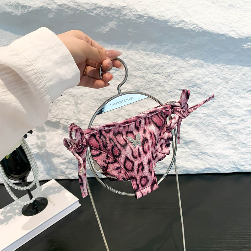 Crossbody Bag PU Leather Leopard Print Shoulder Bag for Women Hanger Shape Clutch Purse Messenger Bag for Travel Party Shopping