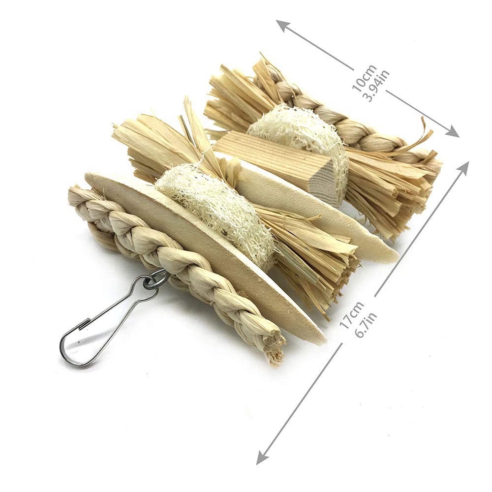 Bird Toy Parrot Bite Corn Leaf Cuttlefish Bone Chewing Loofah Grass Silk Pet Bird Cage Decorative Accessories Toy