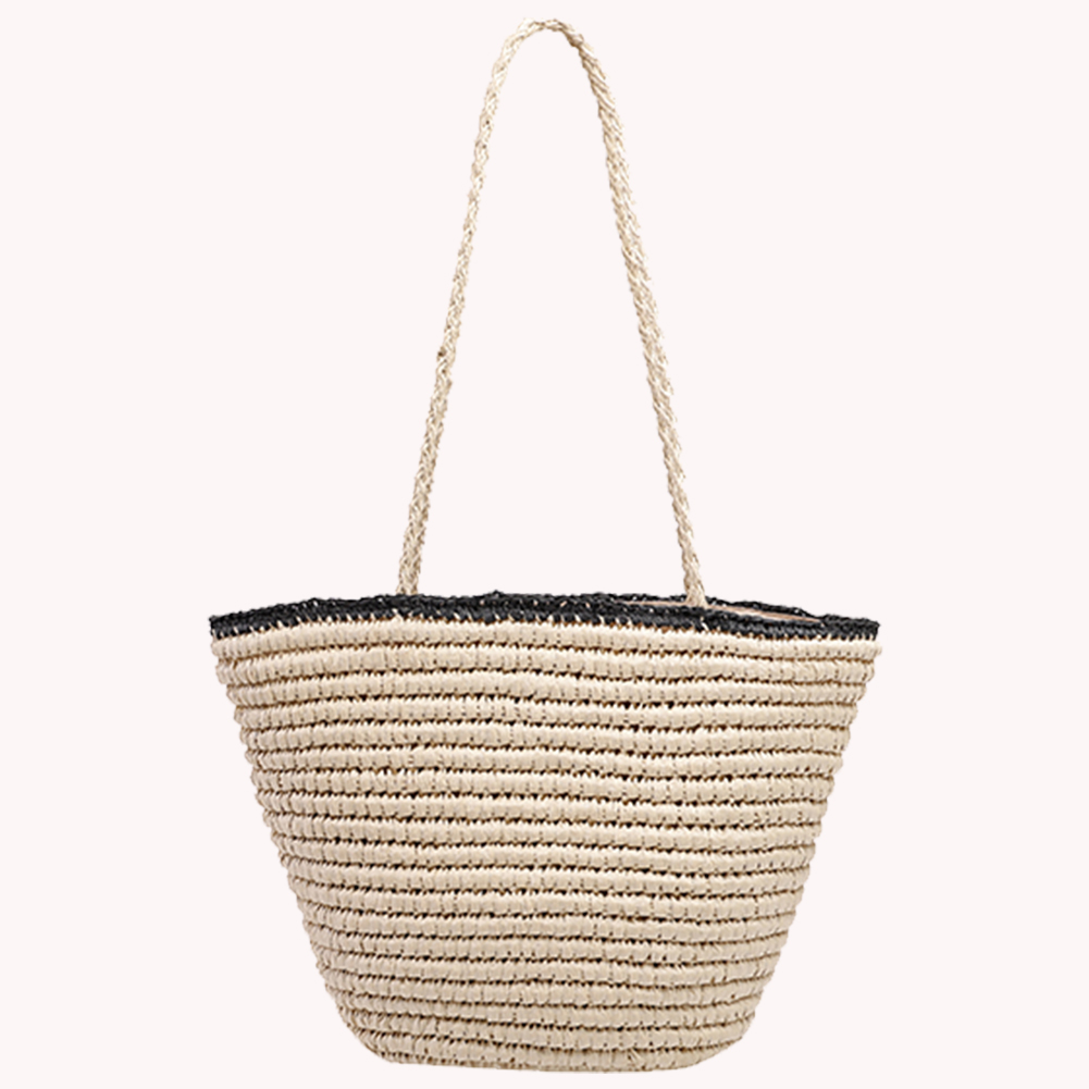 Women Weave Bucket Bags Large Capacity Vintage Weave Tote Bag Bohemian Style for Vacation