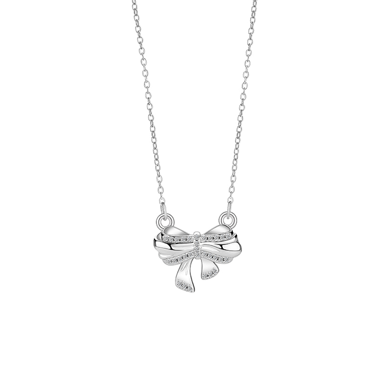 Elegant Women's Jewelry: Original Designer Christmas Series Necklace with Shimmering Bowknot