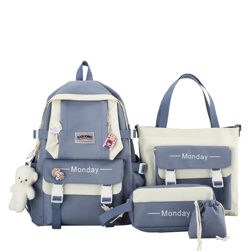 4PCS New Fashion Children School Backpack Cute Women'S Bagpack Bookbag Laptop Bag for Teens Girls Students Bag Rucksack Mochila