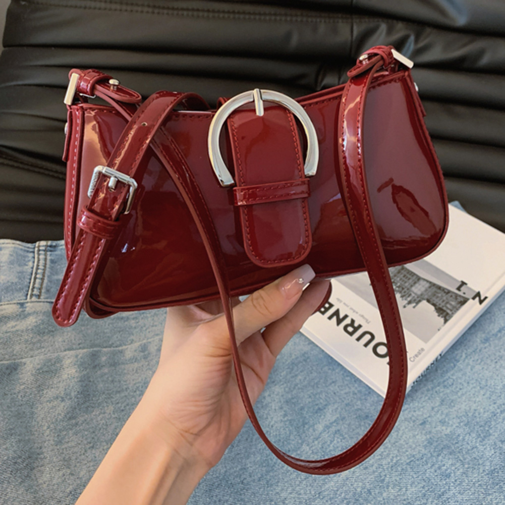 Red Small Shoulder Bag Y2K Purse for Women PU Leather Chic Luxury Design Handbag Clutch Purse Female Classic Retro Crossbody Bag