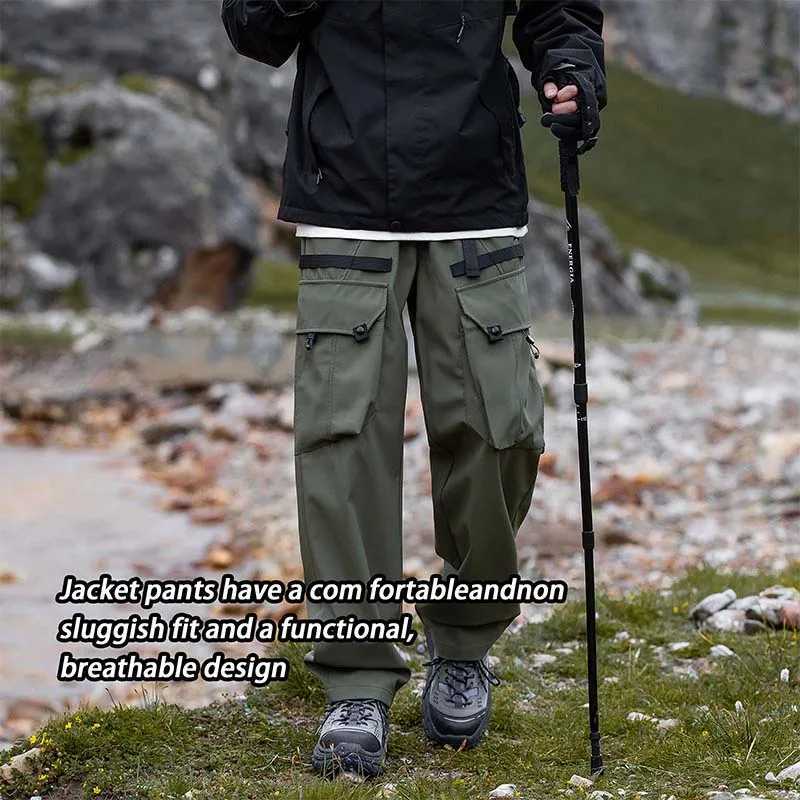 Mens Waterproof Hiking Pants Breathable Fishing Camping Huntting Outdoor Windproof Sport Pants Multi-Pockets Casual Trousers LX241107
