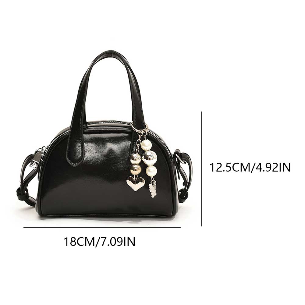 Women PU Fashion Shoulder Bag Solid Color Simple Satchel Purse with Pendants Stylish Messenger Bags for Party Vacation