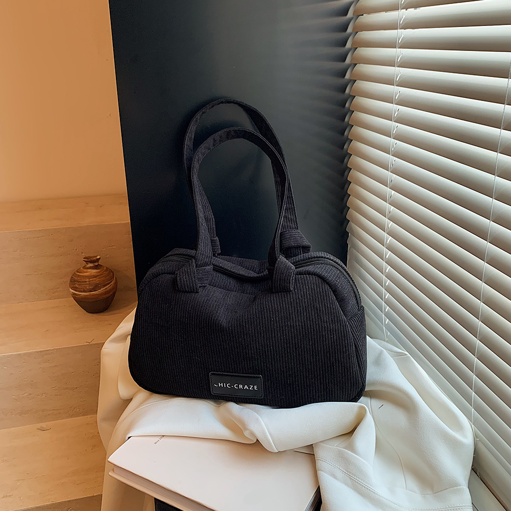 Women Corduroy Handbag Zipper Shoulder Bag With Interior Pocket Clutch Purse Underarm Bag for Work Travel