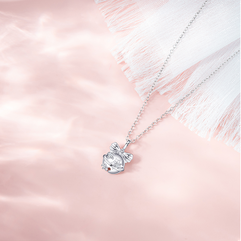 Festive Winter Jewelry - Snowflake & Planet Bell Pendant Necklace for Ladies