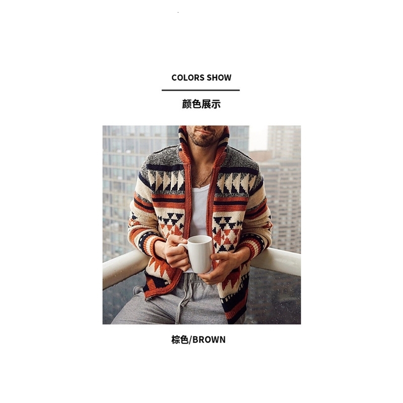 Autumn and Winter Mens Fashion Zipper Cardigan Jacket European American Style Casual Longsleeved Jacquard Sweater 241024