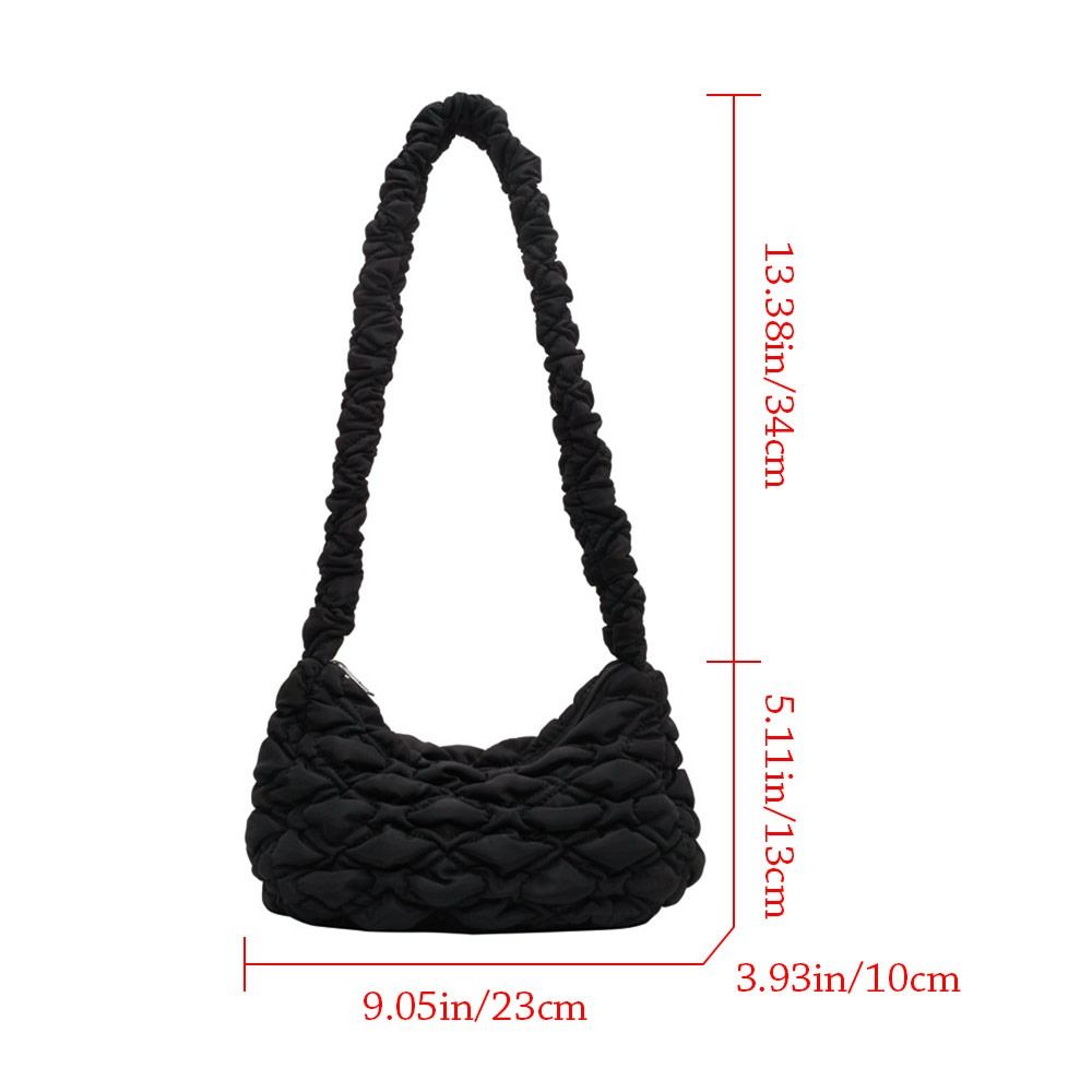 Women Plaid Quilted Crossbody Bag Solid Color Shoulder Bag Cute Pleated Bubbles Embroidered Cotton Satchel Bags Underarm Bag