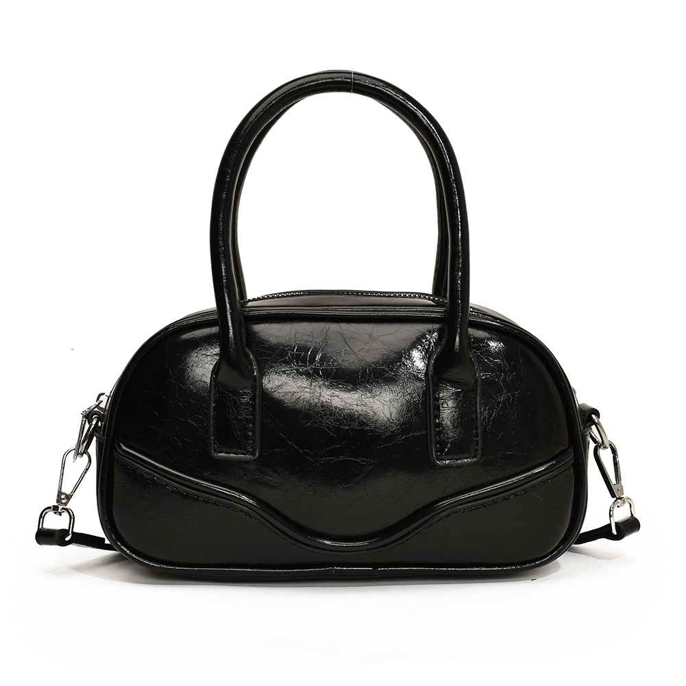 Handheld Bowling Bag PU Leather Crossbody Bag Versatile Casual Small Square Bag for Women Work Shopping Travel