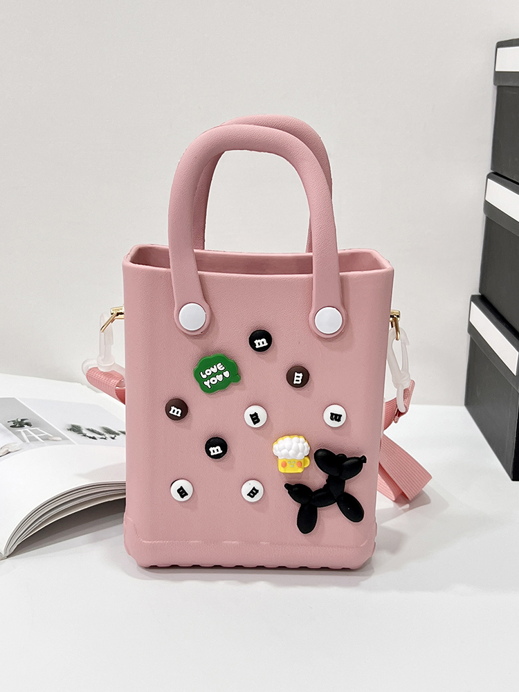 Women Beach Bag Small Beach Tote Bag with Holes and Charms Travel Crossbody Bag Fashion Storage Handbag Outdoor Travel Bag
