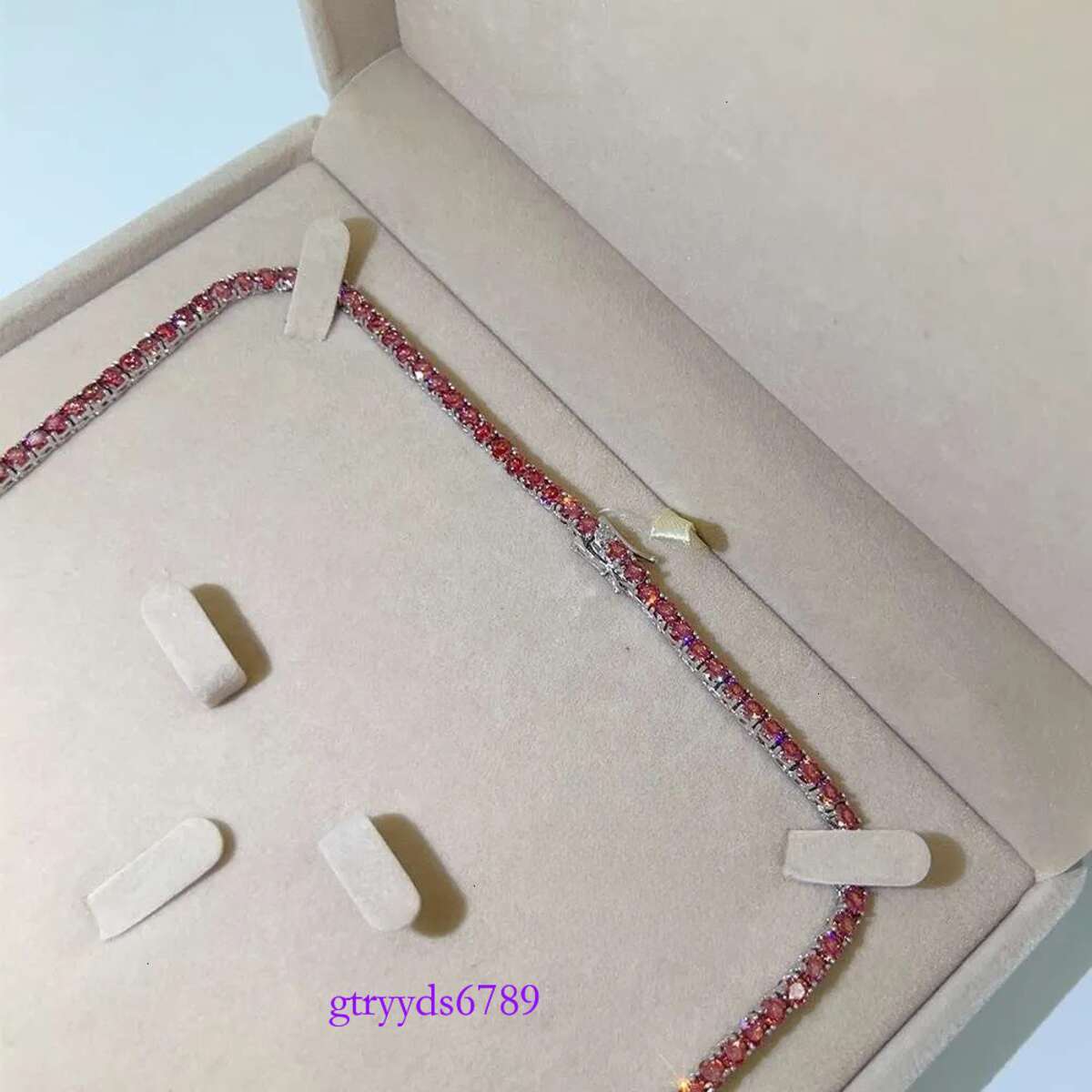New Fresh Products Wholesale Price 3mm S Tennis Necklace Vvs1 Colorful Red Moissanite Chain