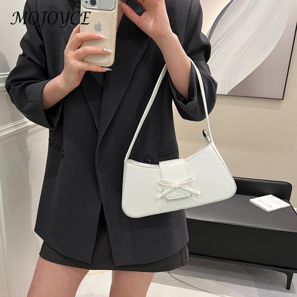 Women Casual Tote Handbag PU Leather Leisure Armpit Handbag Solid Color Travel Underarm Handbag Girls Outdoor Daily Bag