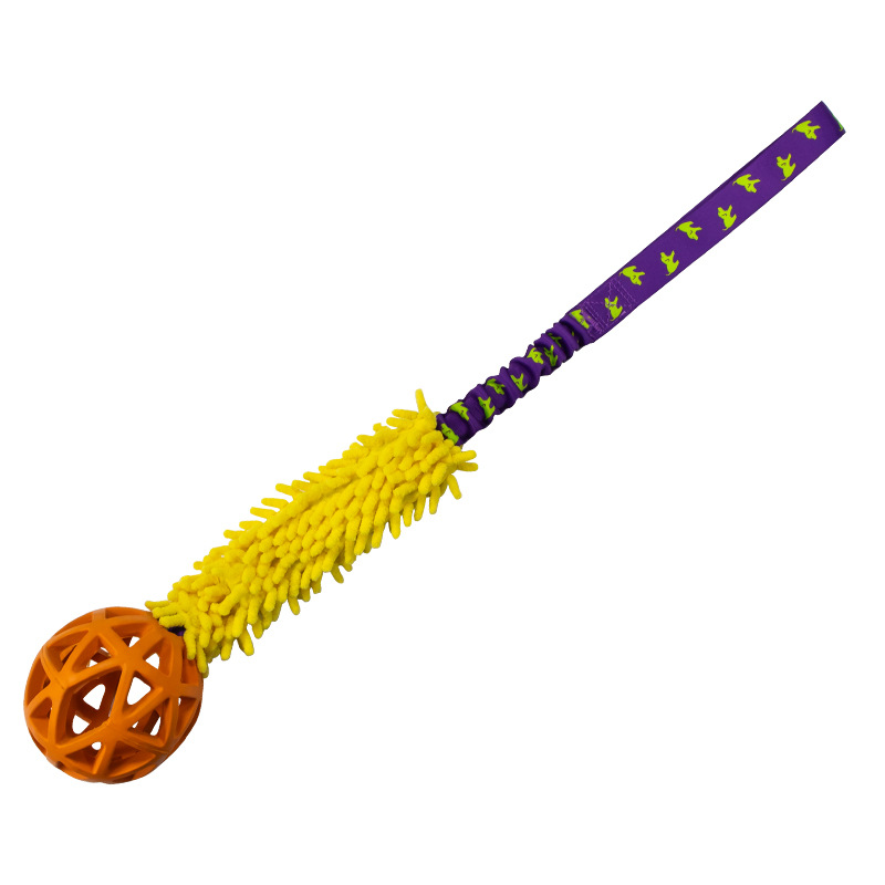 COSTOM Manufacturer wholesale dog mop toy pet squeaky lint bite toy pull barbell dog toy