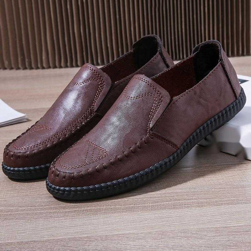 New Fashion Bean Shoes Mens Spring and Autumn Fashion Leather Casual Shoes Board Shoes British Mens Low Top Business Leather Shoes