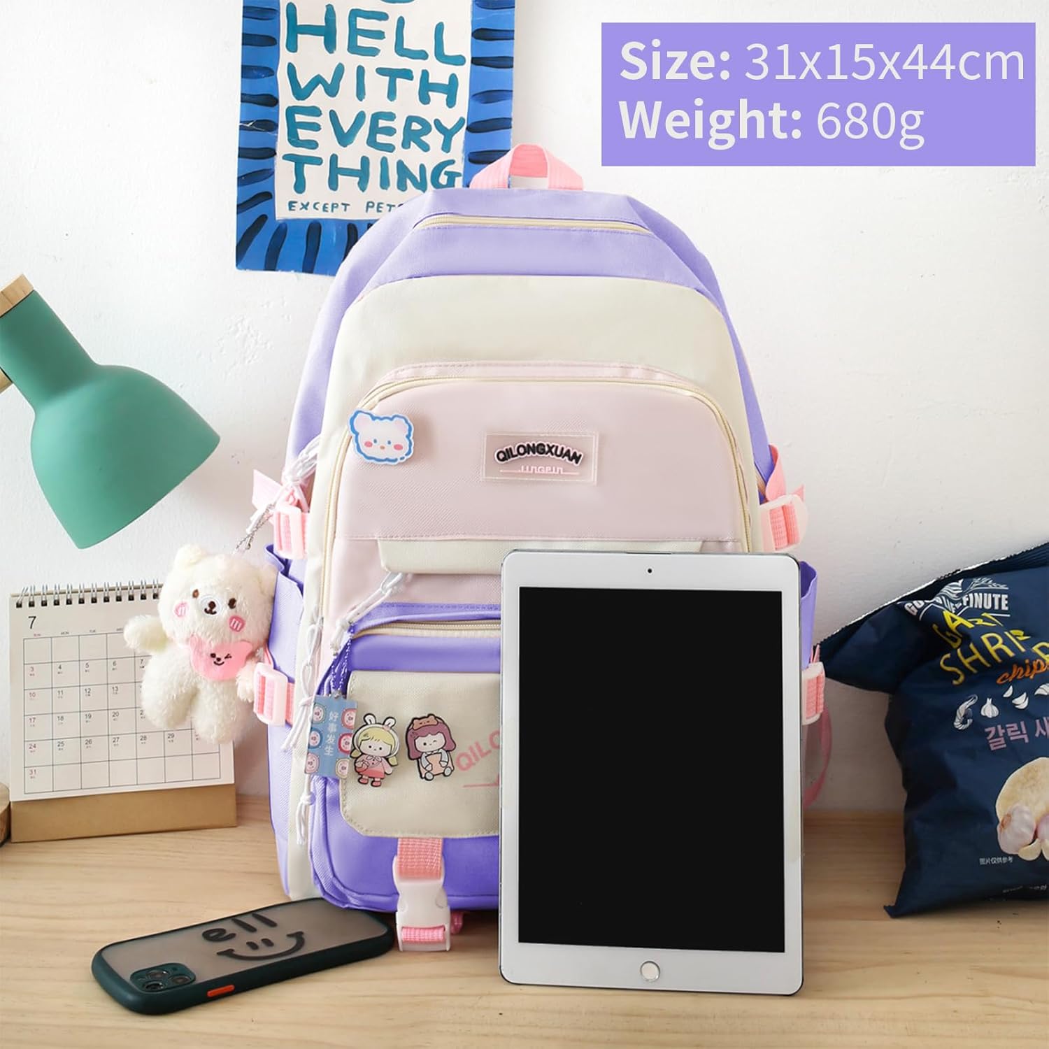 School Bag Set 5 Pieces School Bag Girls Backpack School Teenager for Girls School Bag Set with Shopping Bag Pencil Case