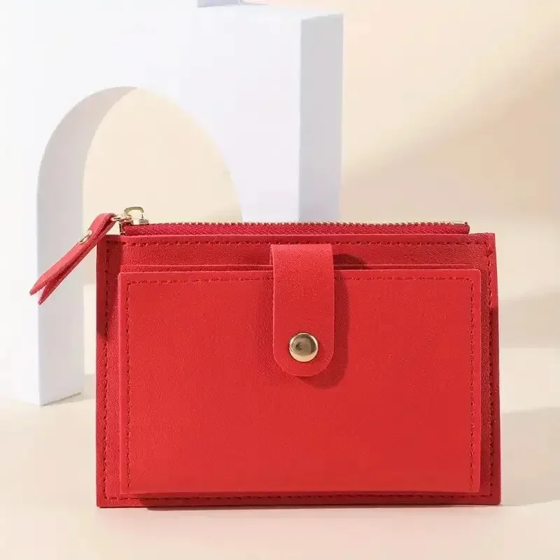 Women's Slim Short Wallet, Zipper Bifold Credit Card Purse, Coin Purse, Solid Color WalletMulti-layer Large Capacity Wallet