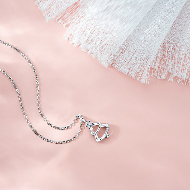 Women's Simplistic Hollow-Out Zirconia Christmas Tree Pendant Necklace from the Christmas Collection