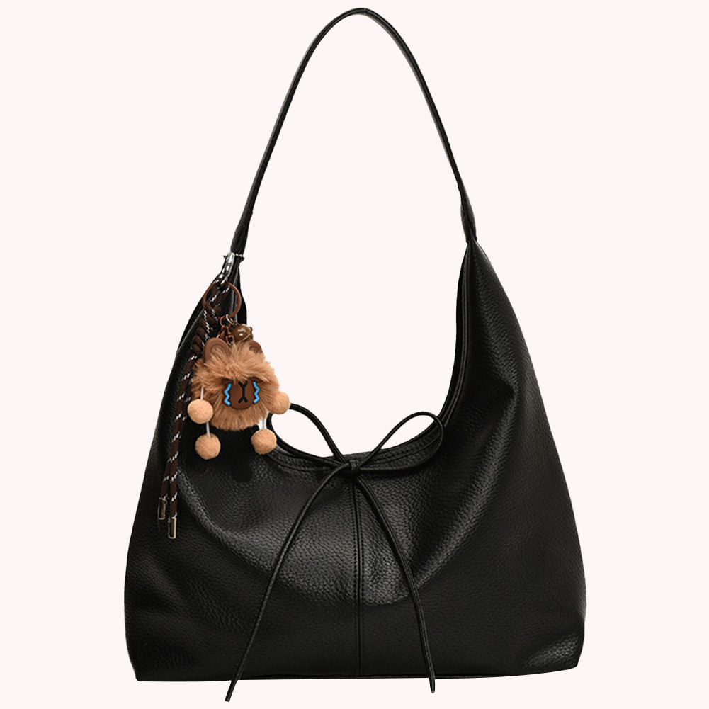Shoulder Bag for Women Bow Hobo Bag PU Leather Solid Color Underarm Bag Trendy Mini Purse for Commuting Travel