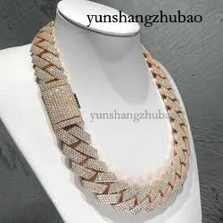 Dia Gold Necklace 20mm Width 3 Row Hop fashion Hip Jewelry Iced Out Moissanite Dias Cuban k Chain Necklaces Designer Bracelet Free