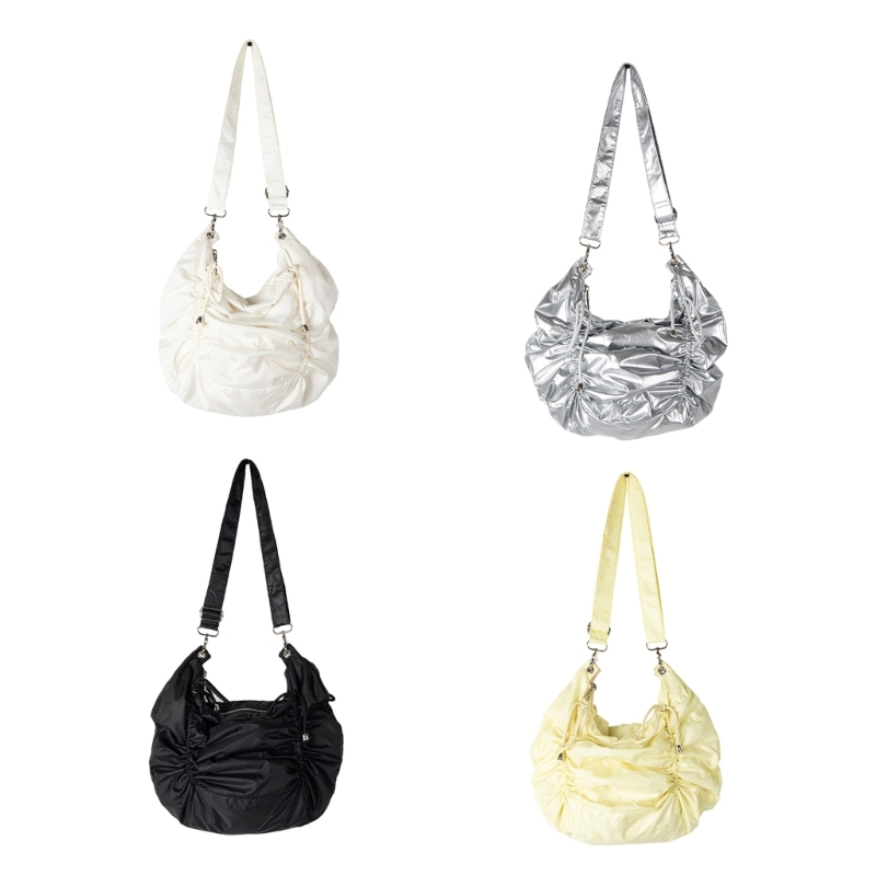 Modern Pleated Drawstring Shoulder Bag Spacious Crossbody Bags for Individuals Dropship