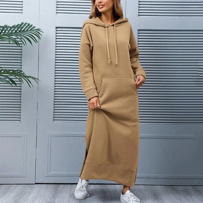 Casual Dresses Vintage Dress For Women Long Sleeve Loose Large-size Hoodie Hooded Autumn And Winter Sports Shirt Vestidos