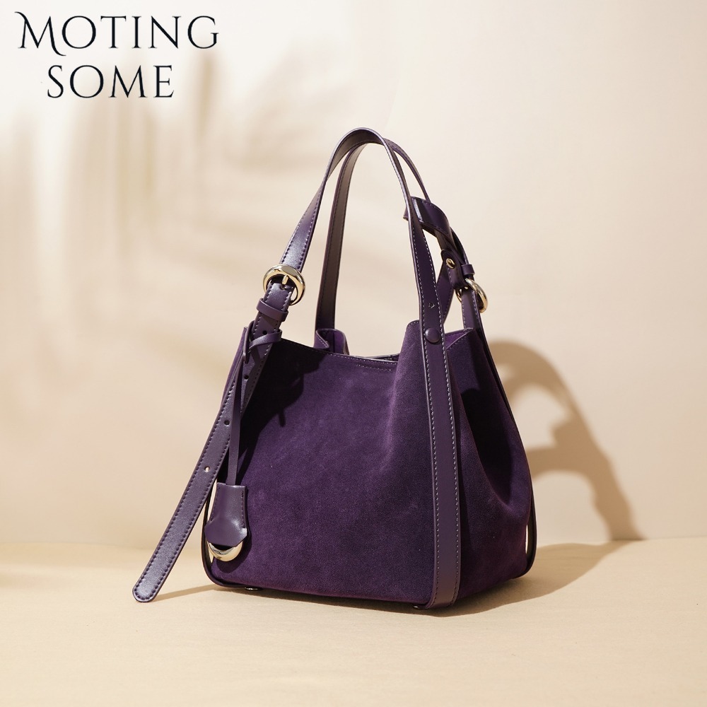 Motingsome Suede Leather Bags Women Shoulder Handbag and Purses Luxury Matte Leather Basket Bag Crossbody Mini Tote 2024 New