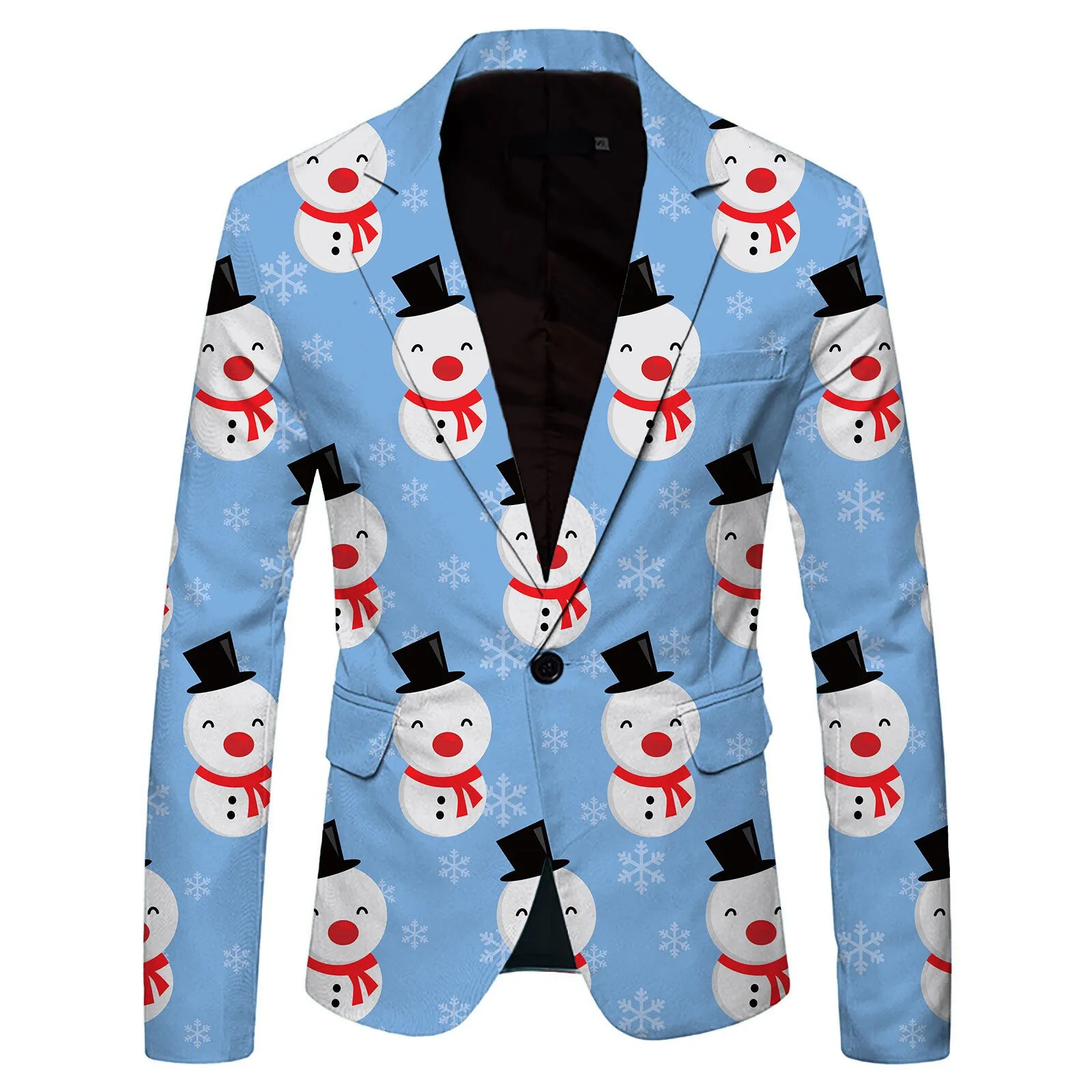 Mens Blazers Christmas Cartoon Santa Snowman Printed Loose Single Breasted Lapel Casual Party Fashion Suit Jacket Male Tops 241108