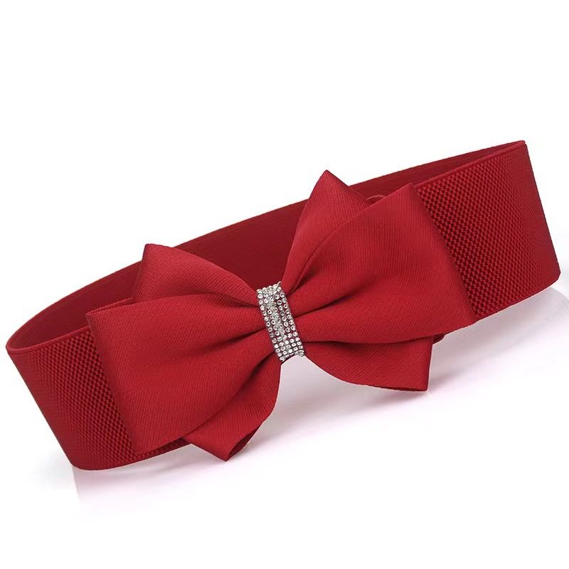 Factory direct cotton bow waist seal women versatile dress down jacket belt elastic elastic waistband