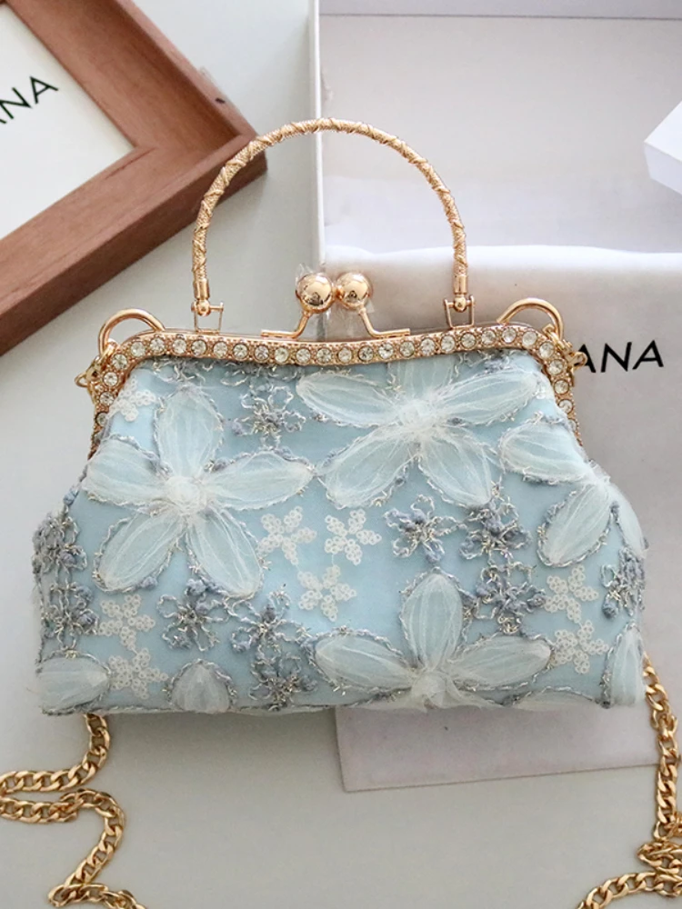 Lace flower portable autumn new shoulder messenger chain with cheongsam Hanfu new Chinese style bag women