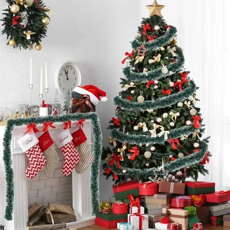 Christmas Tinsel Ribbons Green Cane Ribbon Garland Xmas Tree DIY Hanging Pendent Wreath Ornament Party Decoration Home DecorXJ241107