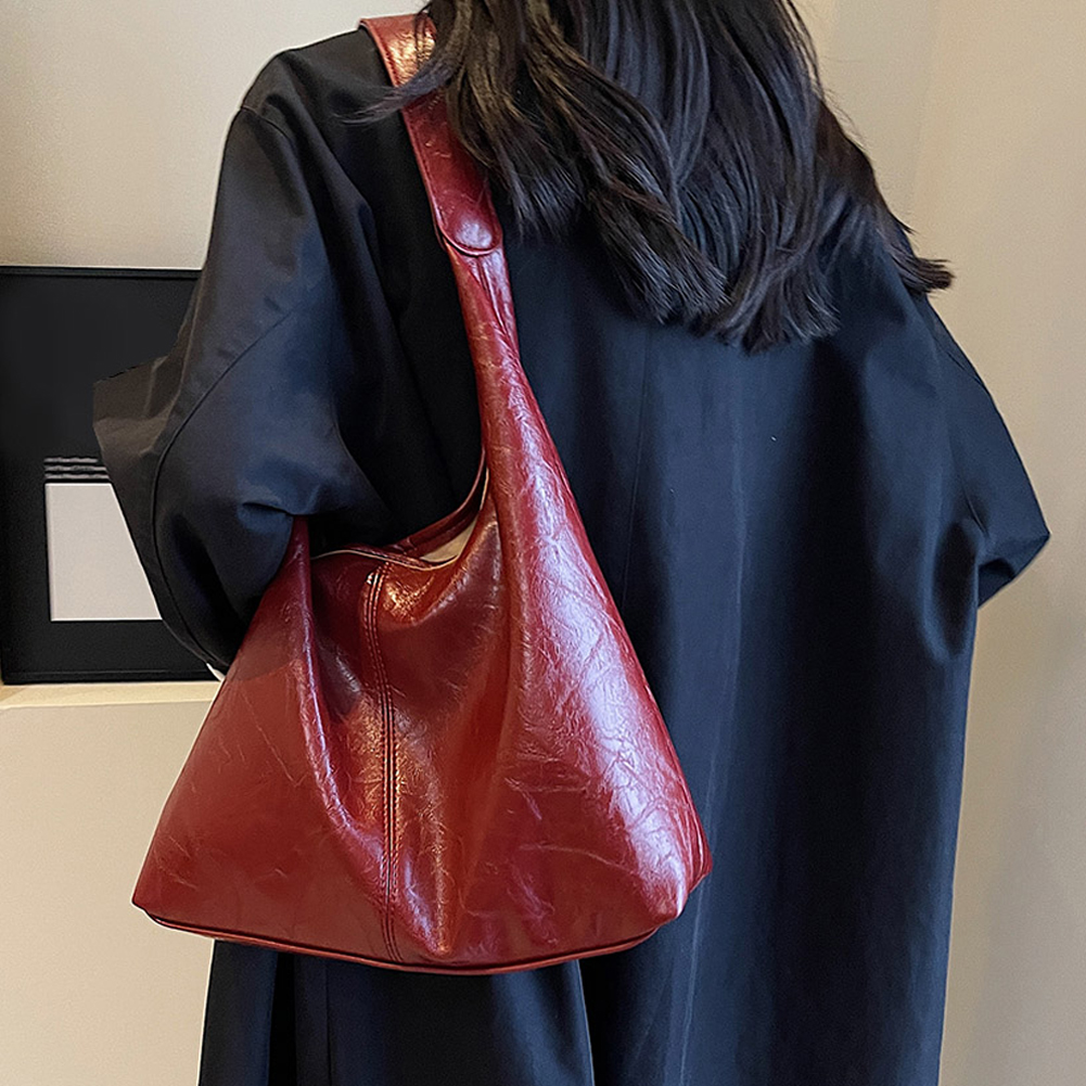 Soft PU Leather Shoulder Bag Vintage Designer Large Capacity Casual Tote Bag All-match Commuter Underarm Bag Bolso Mujer Handbag
