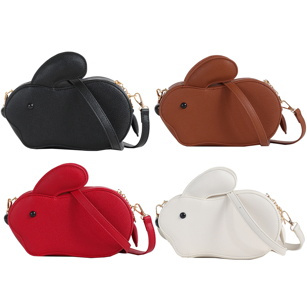 Women Crossbody Bag Rabbit Shape PU Leather Clutch Purse Adjustable Strap Cute Satchel Purse for Travel Shopping Commuting