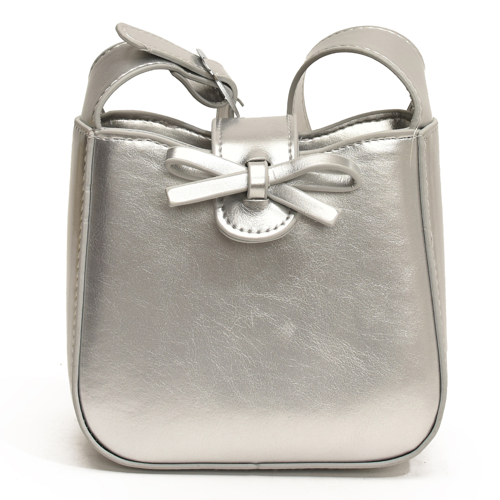 PU Leather Solid Color Crossbody Bag Shoulder Bag for Women Bow Retro Handbag Magnetic Closure Satchel Purse for Work Travel
