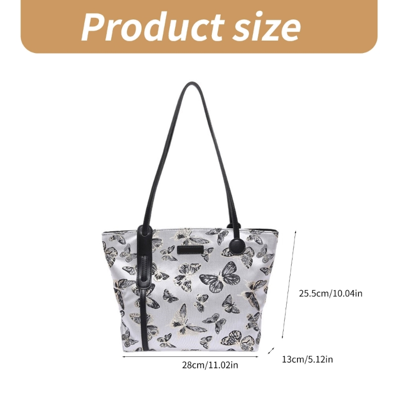 Embroidered Butterfly Canvas Top Handle Bag for Women Shoulder Bags Handbag Dropship