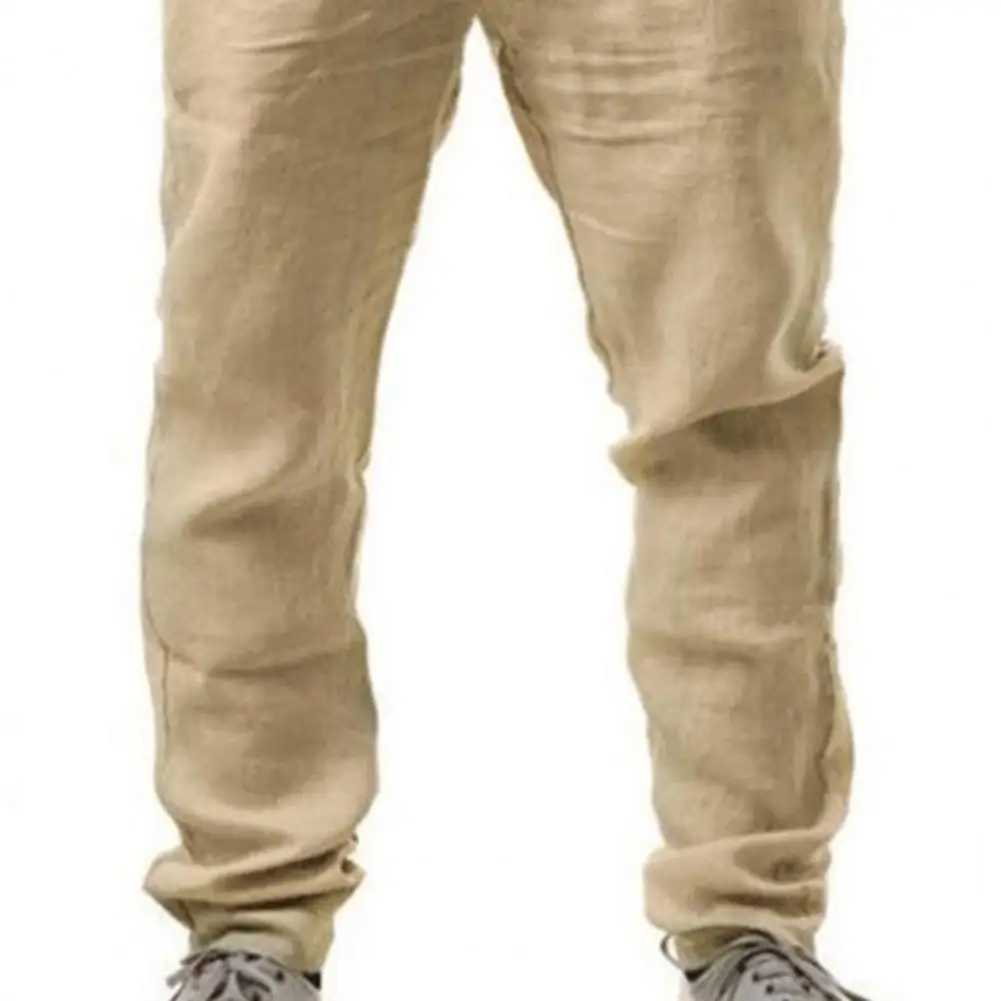 Mens Thin Style Cotton White Cargo Pants Male Spring New Breathable Solid Color Linen Trousers Streetwear Pantalon Homme LX241107