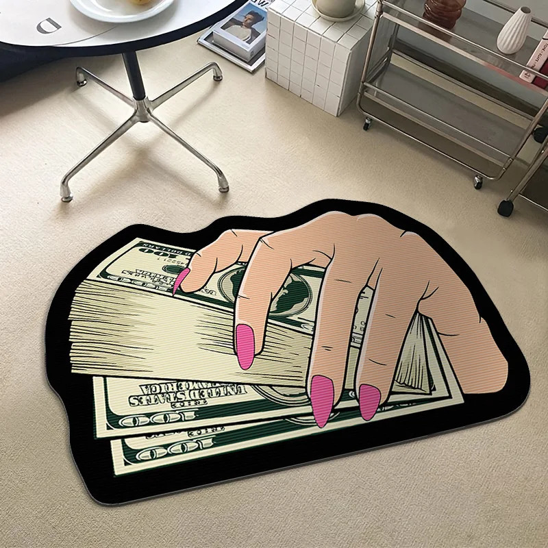 Dollar Carpet Banknote Series Shaped Floor Mat Fun Foot Mat Living Room Sofa Coffee Table Mat 241108