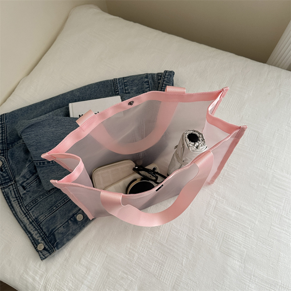 Women Hollow Tote Handbag Large Capacity Shopper Storage Bag Solid Color Simple Shopping Bag for Summer Seaside Trip