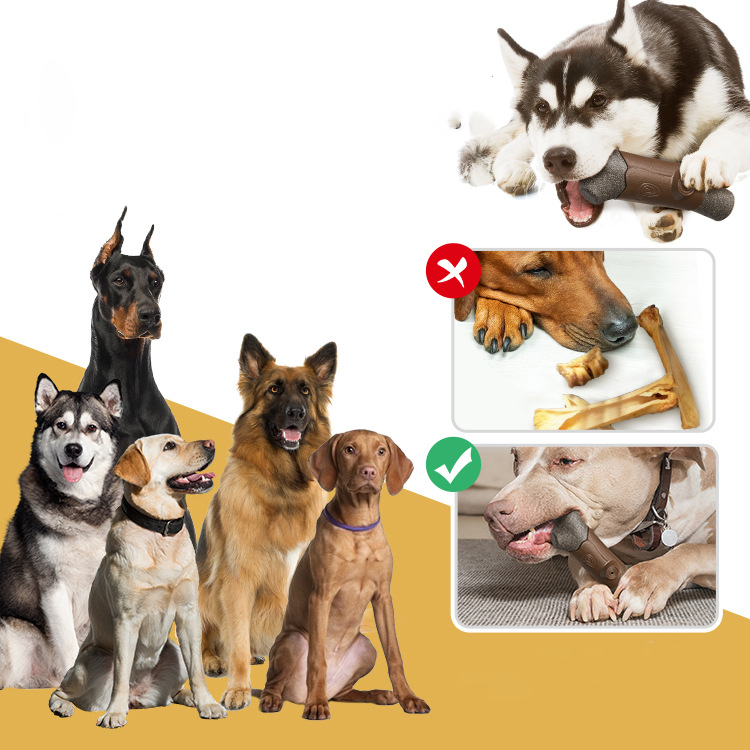 Manufacturer Wholesale BPA free Interact bite resistance Branches bone squeaky pet dog chew rubber toys for aggressive chewer