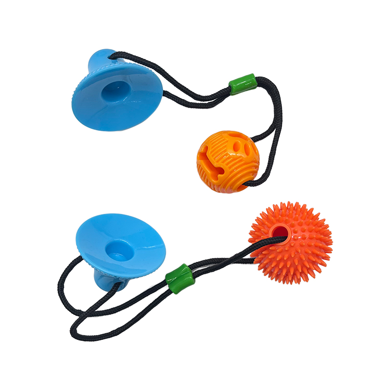hot sale cleaning rubber chew toy ball with rope and bell tug ringing pet toys dog