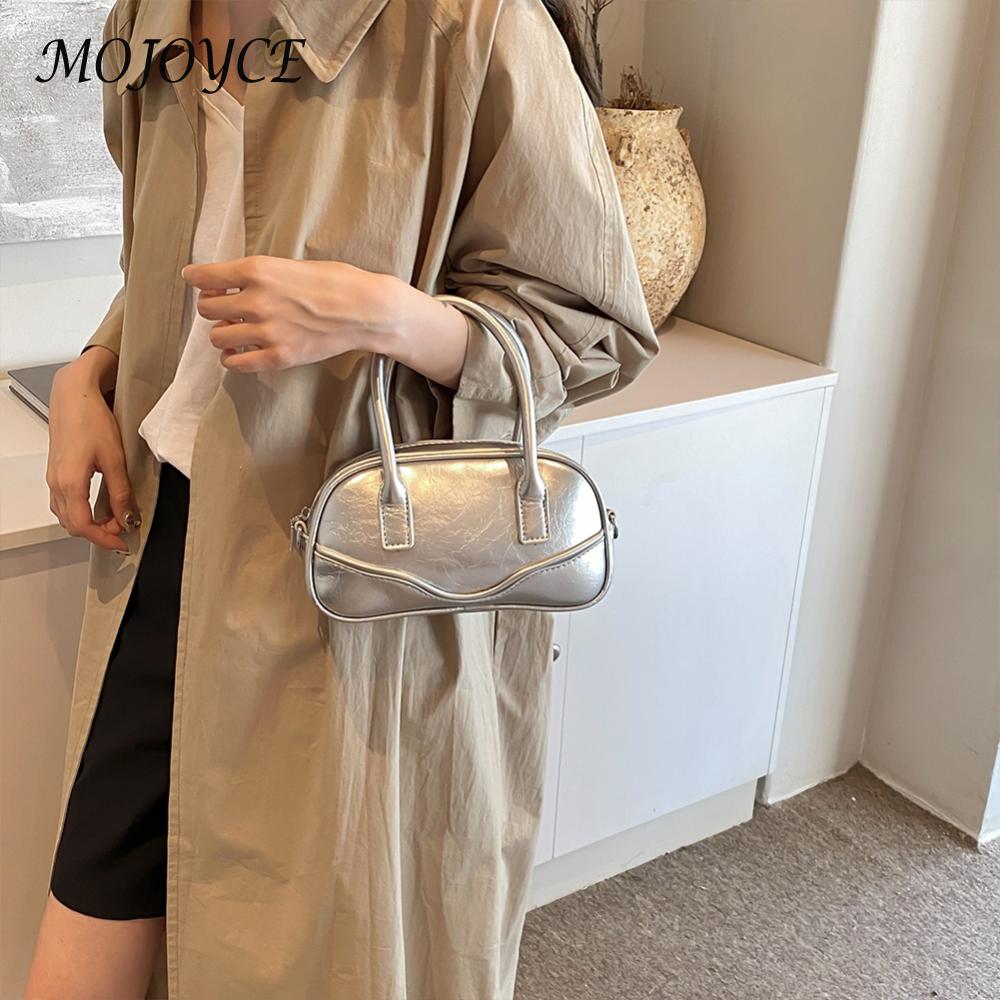 Handheld Bowling Bag PU Leather Crossbody Bag Fashion Shoulder Bag Versatile for Women Work Shopping Travel