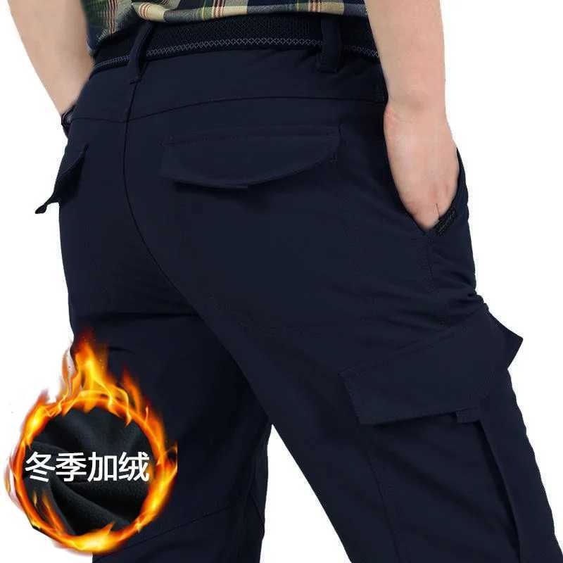 Warm Fleece Winter Pants Thicken Men Zipper Waterproof Work Casual Pants Men Military Tactical Cargo Pants Male Trousers 4XL LX241107