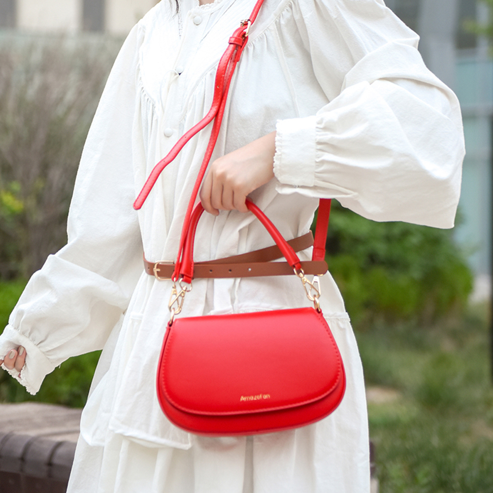 Women PU Stylish Armpit Bag Adjustable Strap Trendy Shoulder Handbag Solid Color Stylish Crossbody Bag Simple Satchel Purse